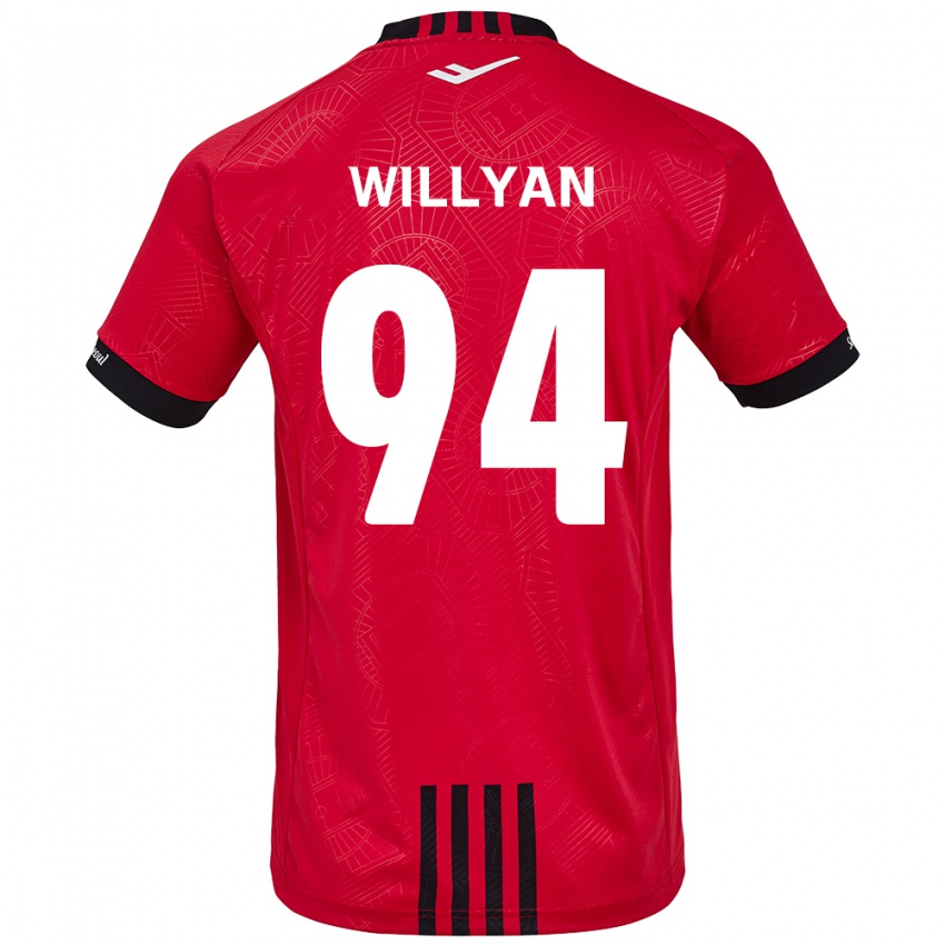 Børn Willyan #94 Rød Sort Hjemmebane Spillertrøjer 2024/25 Trøje T-Shirt