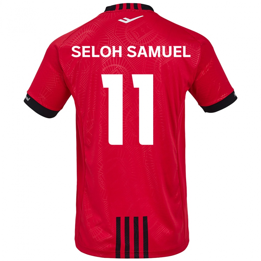 Børn Gbato Seloh Samuel #11 Rød Sort Hjemmebane Spillertrøjer 2024/25 Trøje T-Shirt