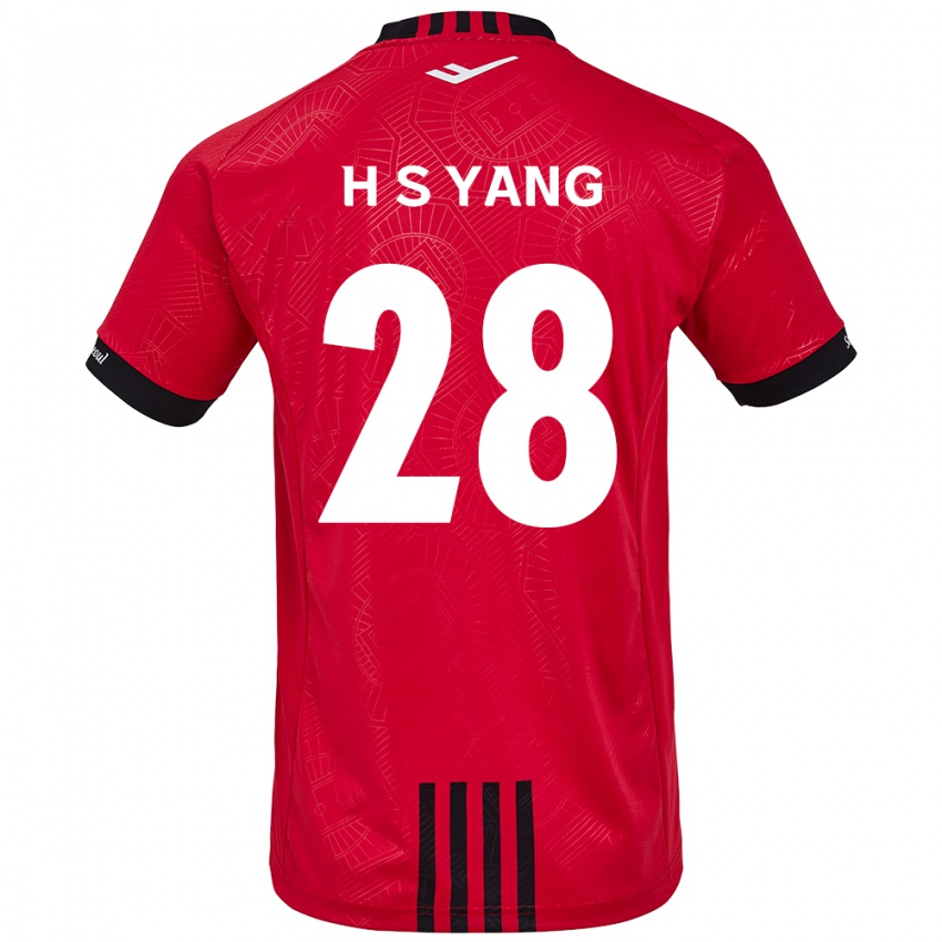 Børn Seung-Hyeon Yang #28 Rød Sort Hjemmebane Spillertrøjer 2024/25 Trøje T-Shirt