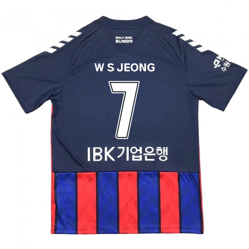 Børn Seung-Won Jeong #7 Blå Rød Hjemmebane Spillertrøjer 2024/25 Trøje T-Shirt