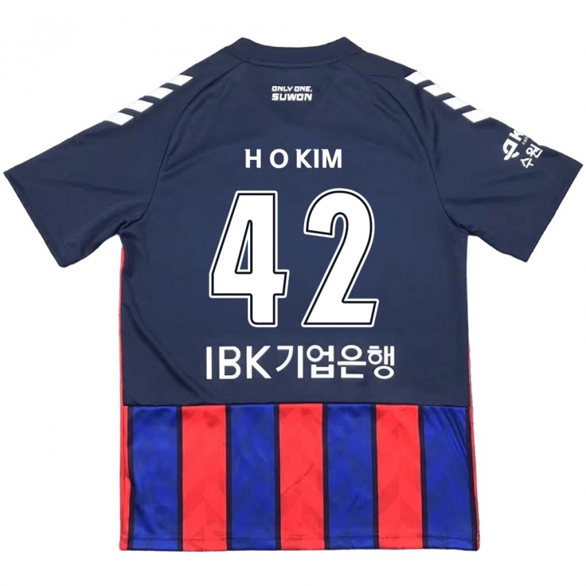 Børn One-Hyung Kim #42 Blå Rød Hjemmebane Spillertrøjer 2024/25 Trøje T-Shirt