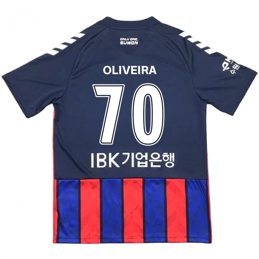 Børn Anderson Oliveira #70 Blå Rød Hjemmebane Spillertrøjer 2024/25 Trøje T-Shirt