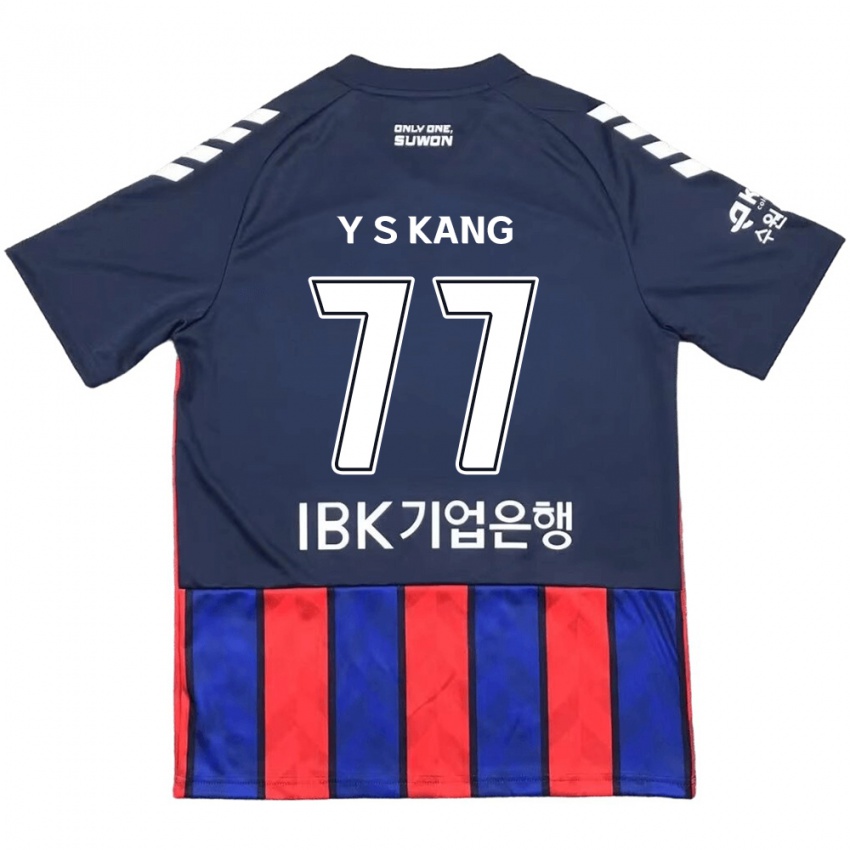 Børn Sang-Yun Kang #77 Blå Rød Hjemmebane Spillertrøjer 2024/25 Trøje T-Shirt