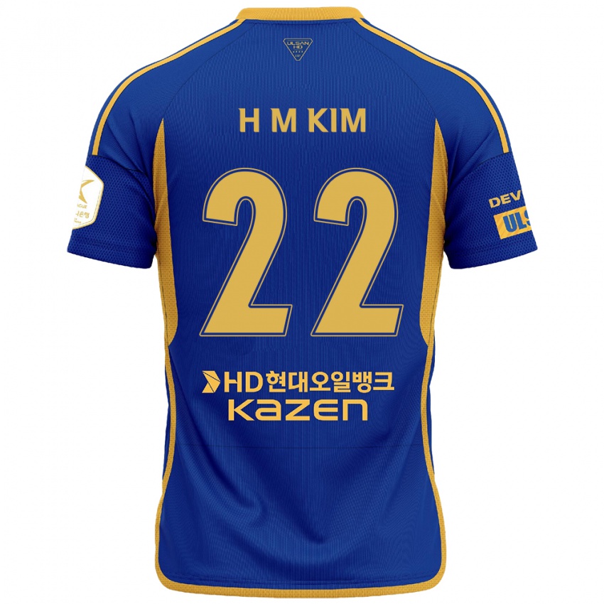 Børn Min-Hyuk Kim #22 Blå Gul Hjemmebane Spillertrøjer 2024/25 Trøje T-Shirt