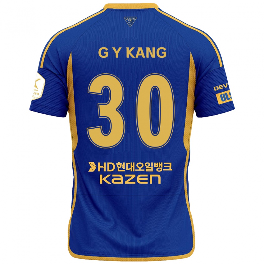 Børn Yun-Gu Kang #30 Blå Gul Hjemmebane Spillertrøjer 2024/25 Trøje T-Shirt