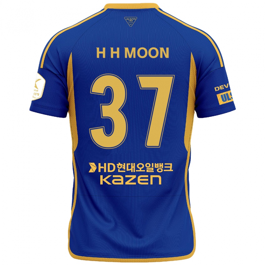 Børn Hyeon-Ho Moon #37 Blå Gul Hjemmebane Spillertrøjer 2024/25 Trøje T-Shirt