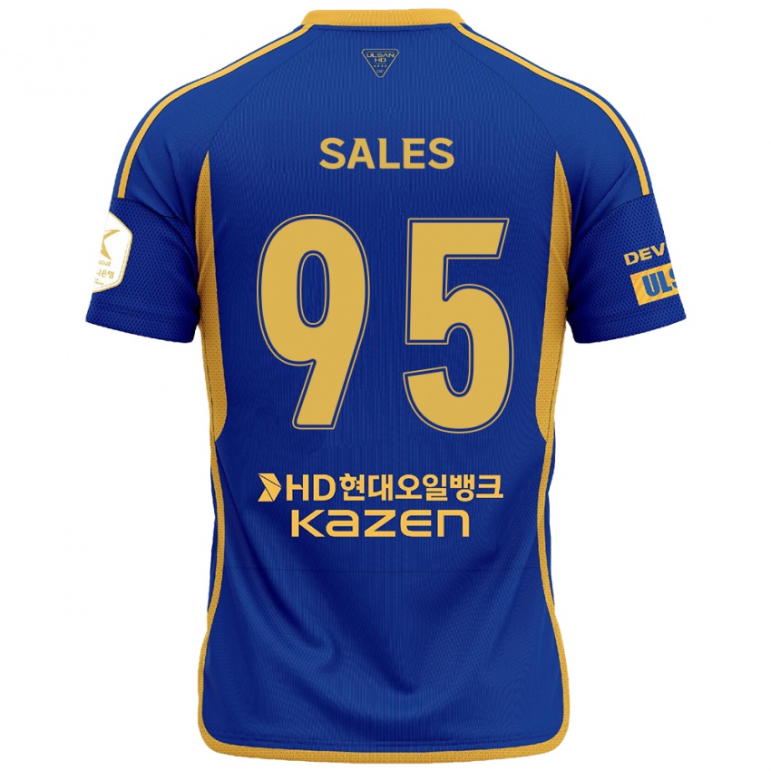 Børn Matheus Sales #95 Blå Gul Hjemmebane Spillertrøjer 2024/25 Trøje T-Shirt