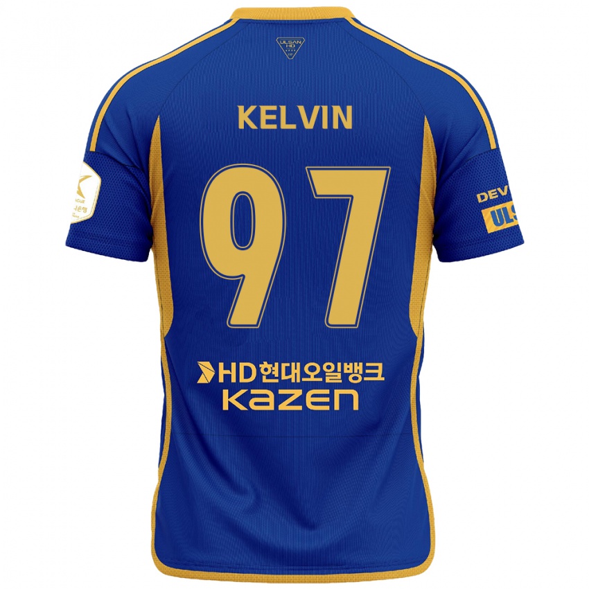 Børn Kelvin #97 Blå Gul Hjemmebane Spillertrøjer 2024/25 Trøje T-Shirt