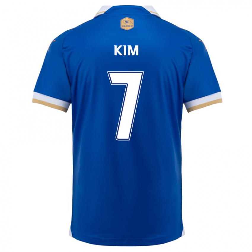 Børn Hyun Kim #7 Blå Hvid Hjemmebane Spillertrøjer 2024/25 Trøje T-Shirt