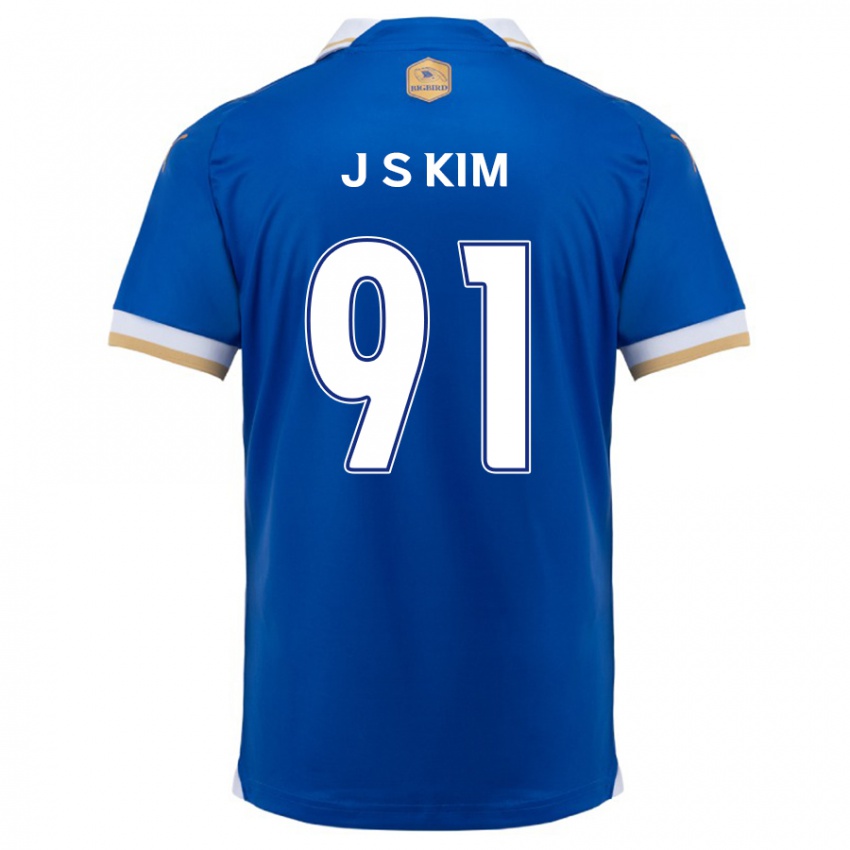 Børn Seong-Ju Kim #91 Blå Hvid Hjemmebane Spillertrøjer 2024/25 Trøje T-Shirt