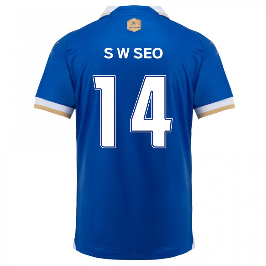 Børn Woo-Seong Seo #14 Blå Hvid Hjemmebane Spillertrøjer 2024/25 Trøje T-Shirt