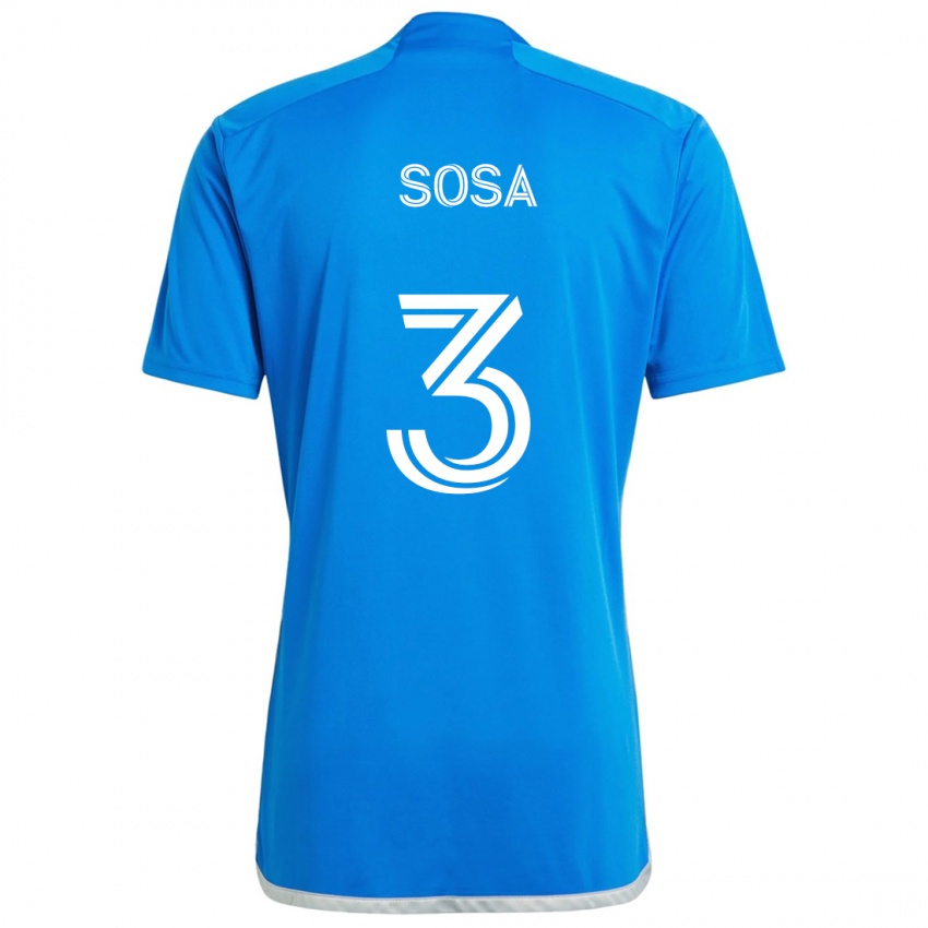 Børn Joaquín Sosa #3 Blå Hvid Hjemmebane Spillertrøjer 2024/25 Trøje T-Shirt