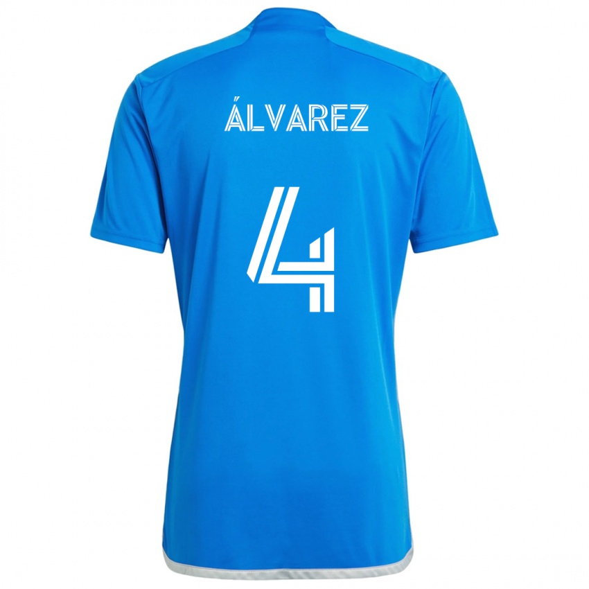 Børn Fernando Álvarez #4 Blå Hvid Hjemmebane Spillertrøjer 2024/25 Trøje T-Shirt