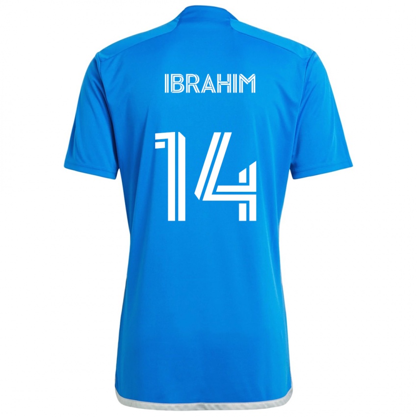 Børn Sunusi Ibrahim #14 Blå Hvid Hjemmebane Spillertrøjer 2024/25 Trøje T-Shirt