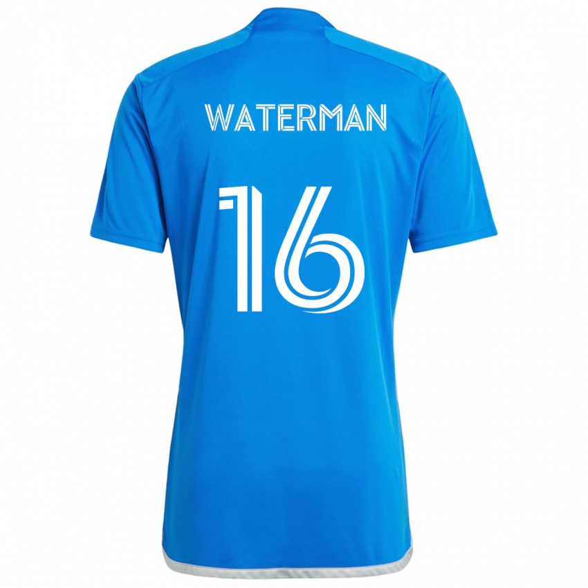 Børn Joel Waterman #16 Blå Hvid Hjemmebane Spillertrøjer 2024/25 Trøje T-Shirt