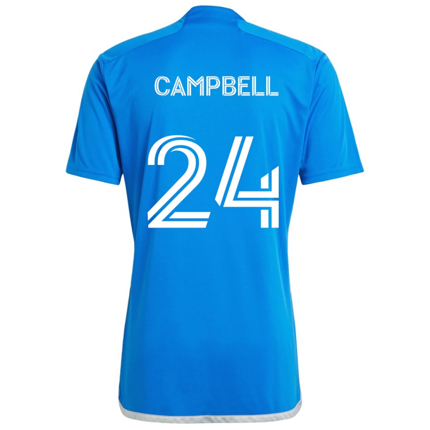 Børn George Campbell #24 Blå Hvid Hjemmebane Spillertrøjer 2024/25 Trøje T-Shirt