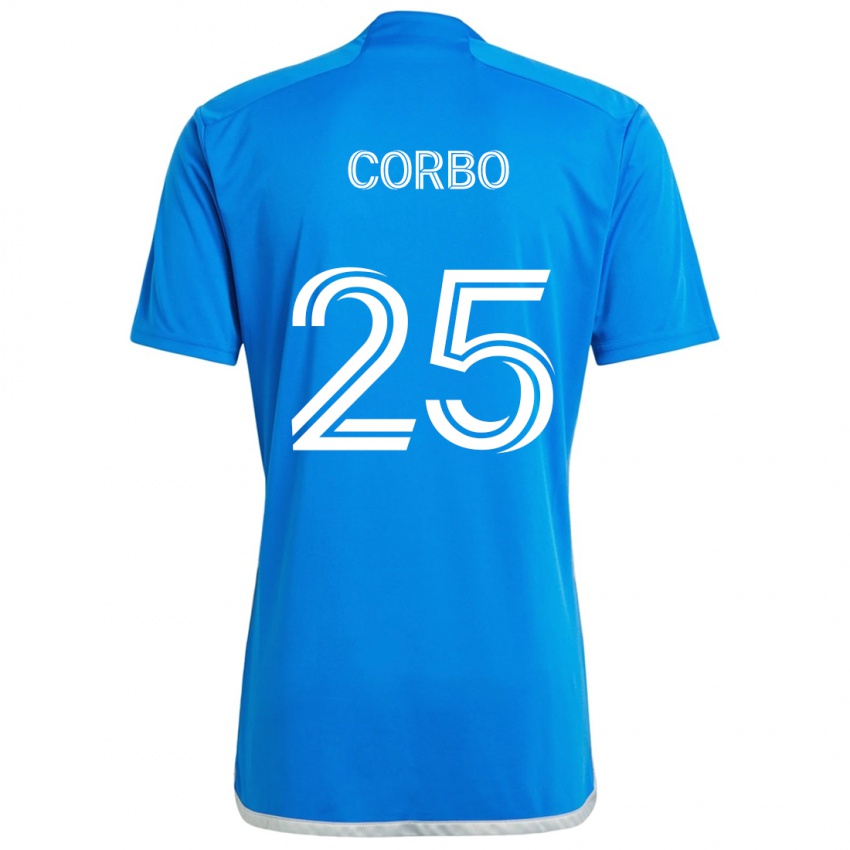 Børn Gabriele Corbo #25 Blå Hvid Hjemmebane Spillertrøjer 2024/25 Trøje T-Shirt