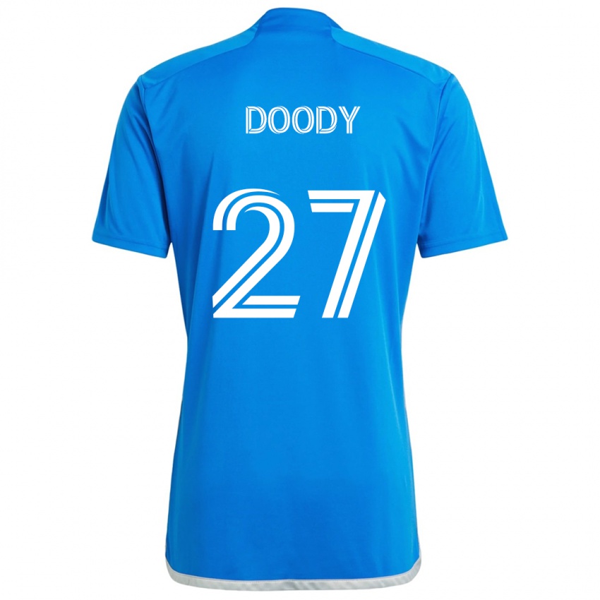 Børn Grayson Doody #27 Blå Hvid Hjemmebane Spillertrøjer 2024/25 Trøje T-Shirt