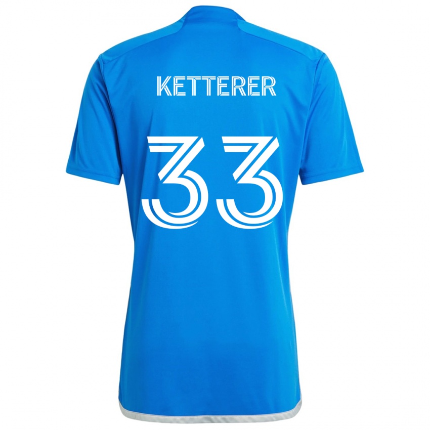 Børn Logan Ketterer #33 Blå Hvid Hjemmebane Spillertrøjer 2024/25 Trøje T-Shirt