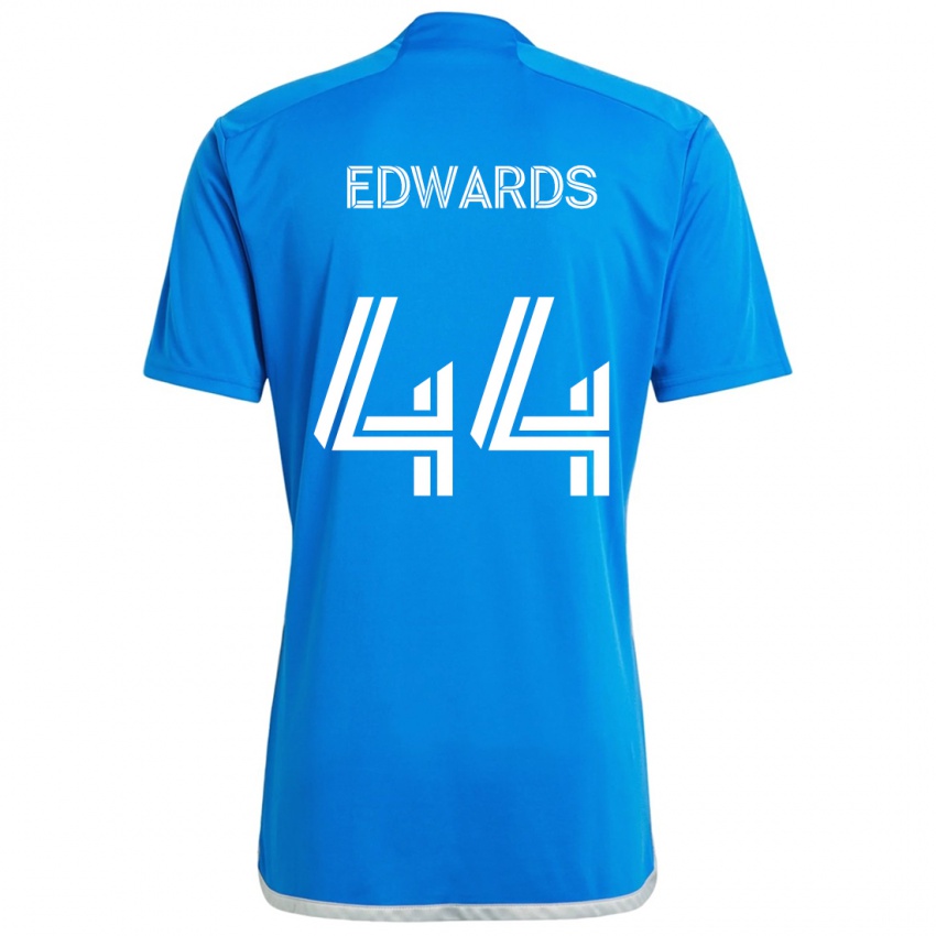 Børn Raheem Edwards #44 Blå Hvid Hjemmebane Spillertrøjer 2024/25 Trøje T-Shirt