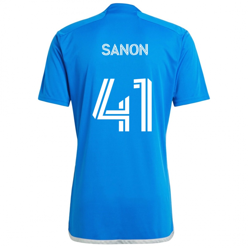 Børn Jérémy Sanon #41 Blå Hvid Hjemmebane Spillertrøjer 2024/25 Trøje T-Shirt