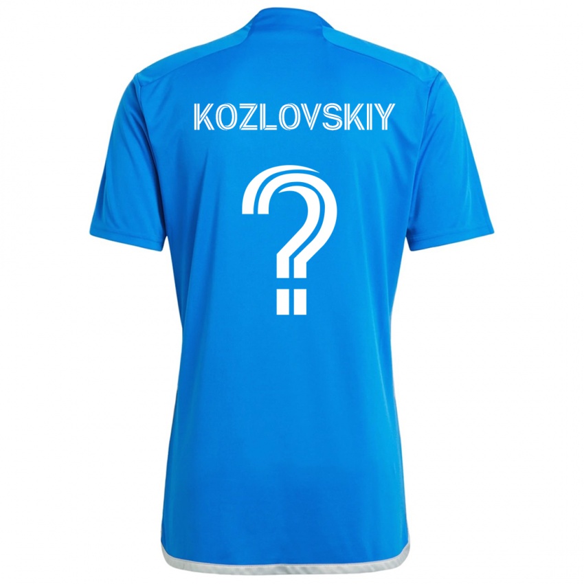 Børn Sergei Kozlovskiy #0 Blå Hvid Hjemmebane Spillertrøjer 2024/25 Trøje T-Shirt