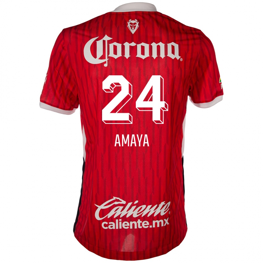 Børn Frankie Amaya #24 Rød Hvid Hjemmebane Spillertrøjer 2024/25 Trøje T-Shirt