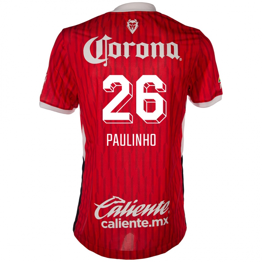 Børn Paulinho #26 Rød Hvid Hjemmebane Spillertrøjer 2024/25 Trøje T-Shirt