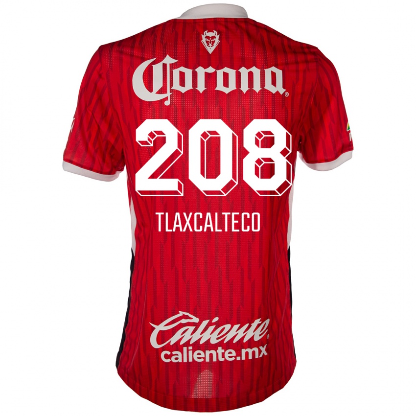 Børn Sait Tlaxcalteco #208 Rød Hvid Hjemmebane Spillertrøjer 2024/25 Trøje T-Shirt