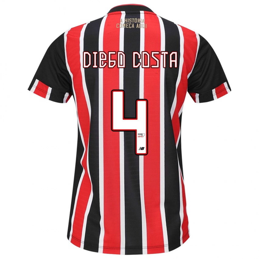 Børn Diego Costa #4 Sort Rød Hvid Udebane Spillertrøjer 2024/25 Trøje T-Shirt