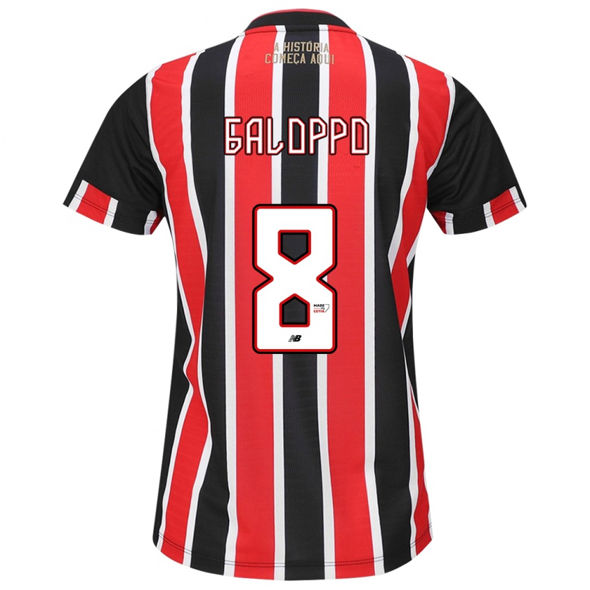 Børn Giuliano Galoppo #8 Sort Rød Hvid Udebane Spillertrøjer 2024/25 Trøje T-Shirt