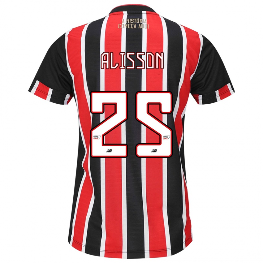 Børn Alisson #25 Sort Rød Hvid Udebane Spillertrøjer 2024/25 Trøje T-Shirt