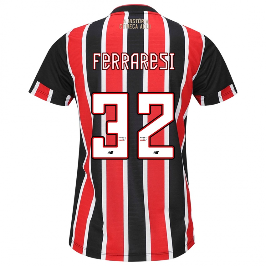 Børn Nahuel Ferraresi #32 Sort Rød Hvid Udebane Spillertrøjer 2024/25 Trøje T-Shirt