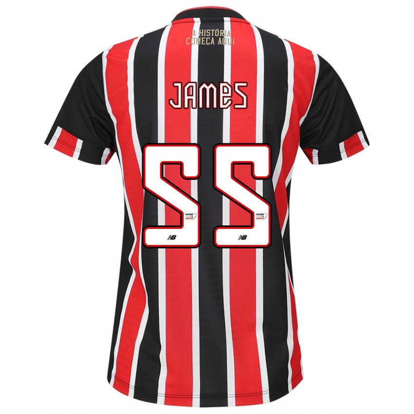 Børn James Rodríguez #55 Sort Rød Hvid Udebane Spillertrøjer 2024/25 Trøje T-Shirt