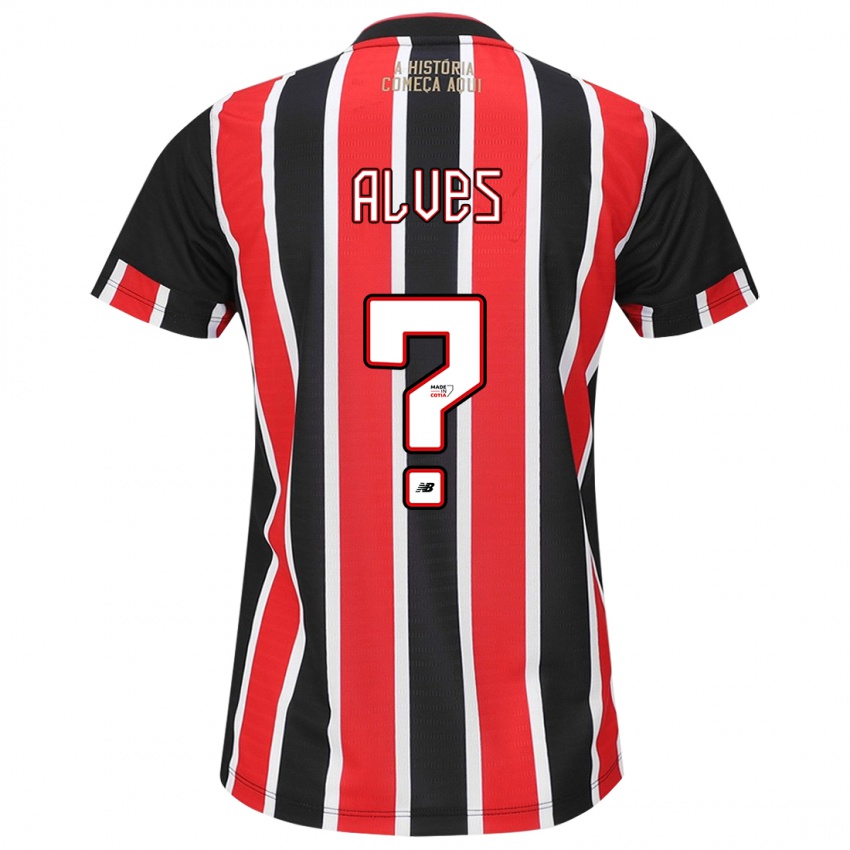 Børn Matheus Alves #0 Sort Rød Hvid Udebane Spillertrøjer 2024/25 Trøje T-Shirt