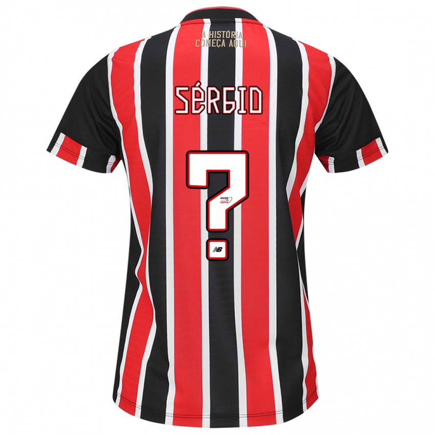 Børn Paulo Sérgio #0 Sort Rød Hvid Udebane Spillertrøjer 2024/25 Trøje T-Shirt