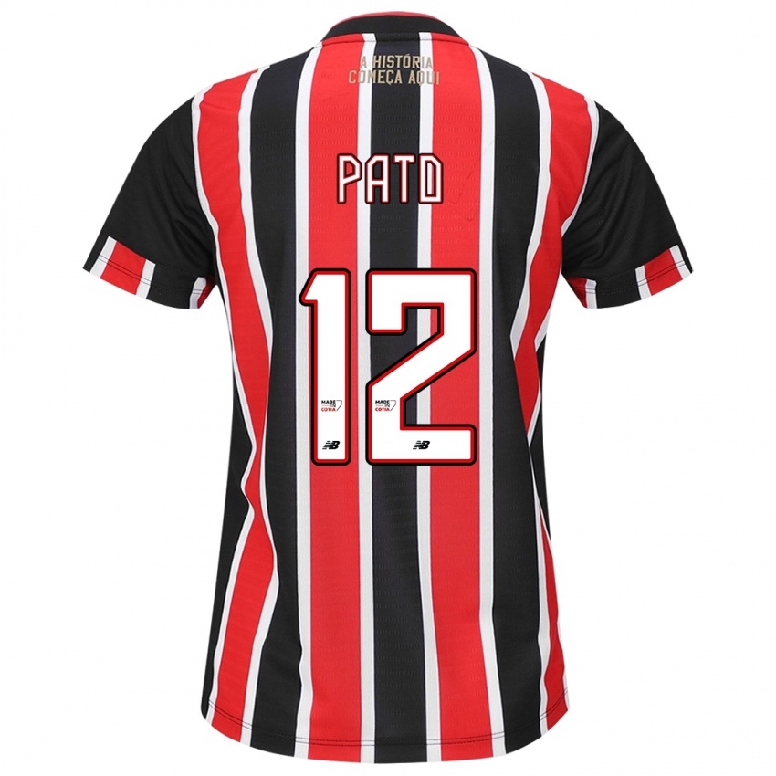 Børn Alexandre Pato #12 Sort Rød Hvid Udebane Spillertrøjer 2024/25 Trøje T-Shirt