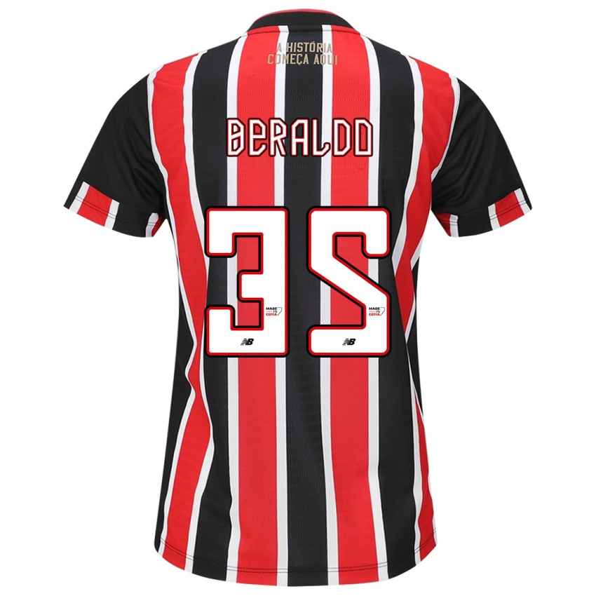 Børn Lucas Beraldo #35 Sort Rød Hvid Udebane Spillertrøjer 2024/25 Trøje T-Shirt