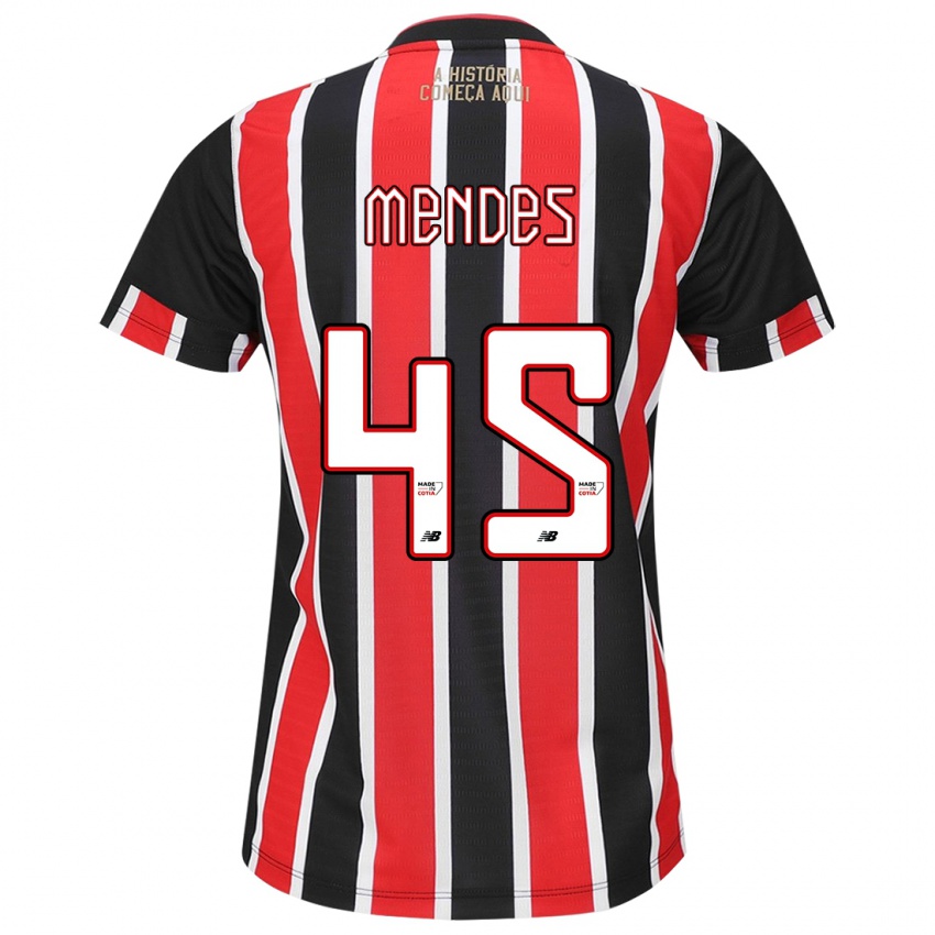 Børn Nathan Mendes #45 Sort Rød Hvid Udebane Spillertrøjer 2024/25 Trøje T-Shirt