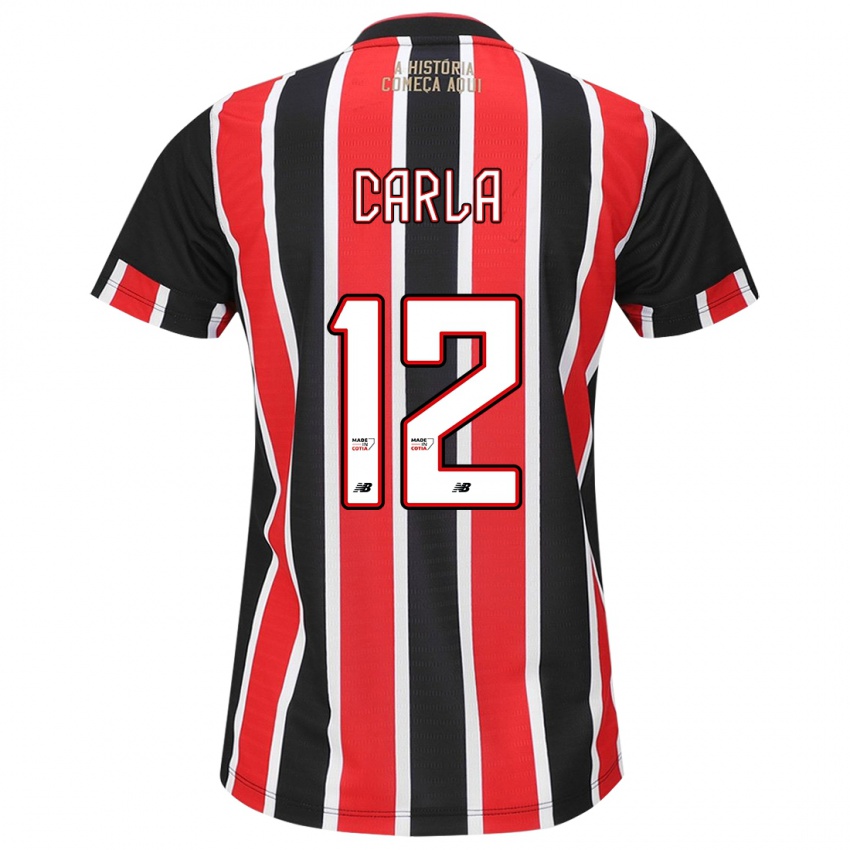 Børn Carla Maria Da Silva #12 Sort Rød Hvid Udebane Spillertrøjer 2024/25 Trøje T-Shirt