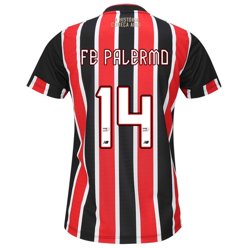 Børn Fe Palermo #14 Sort Rød Hvid Udebane Spillertrøjer 2024/25 Trøje T-Shirt