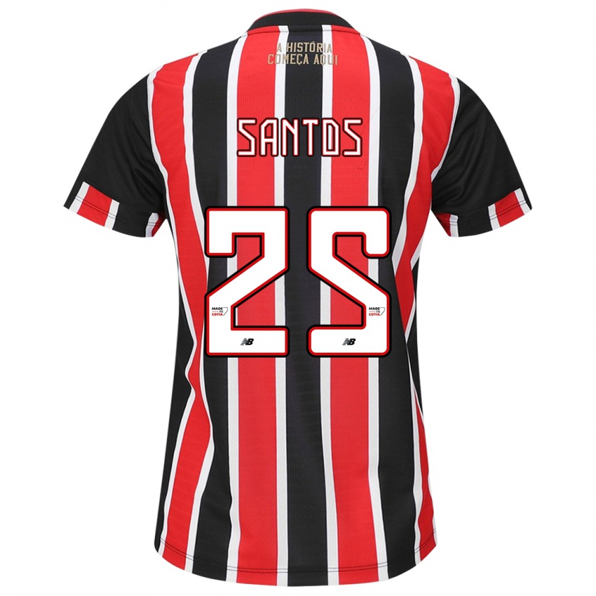 Børn Mariana Santos #25 Sort Rød Hvid Udebane Spillertrøjer 2024/25 Trøje T-Shirt