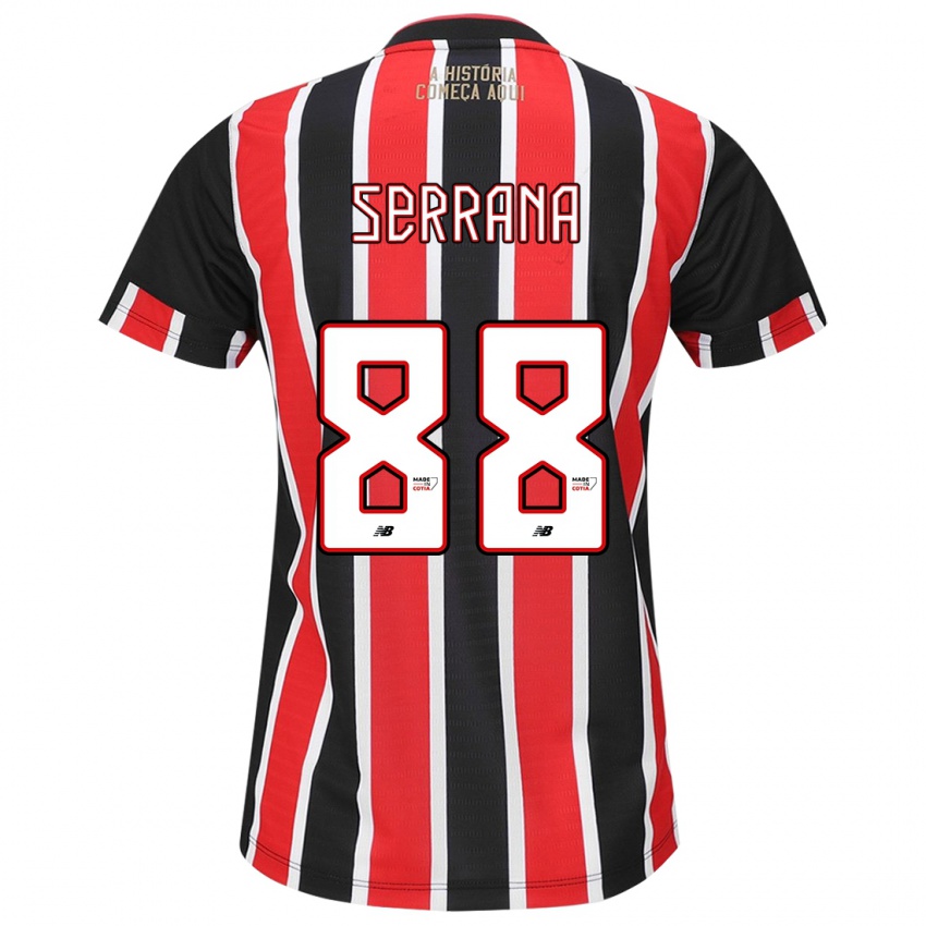 Børn Serrana #88 Sort Rød Hvid Udebane Spillertrøjer 2024/25 Trøje T-Shirt