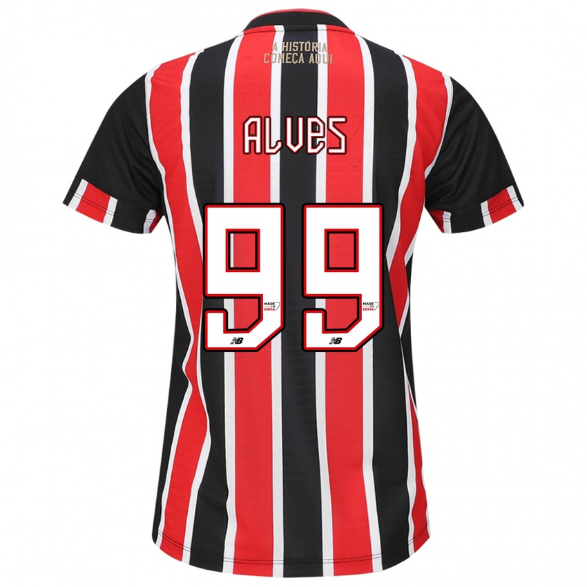 Børn Letícia Alves #99 Sort Rød Hvid Udebane Spillertrøjer 2024/25 Trøje T-Shirt