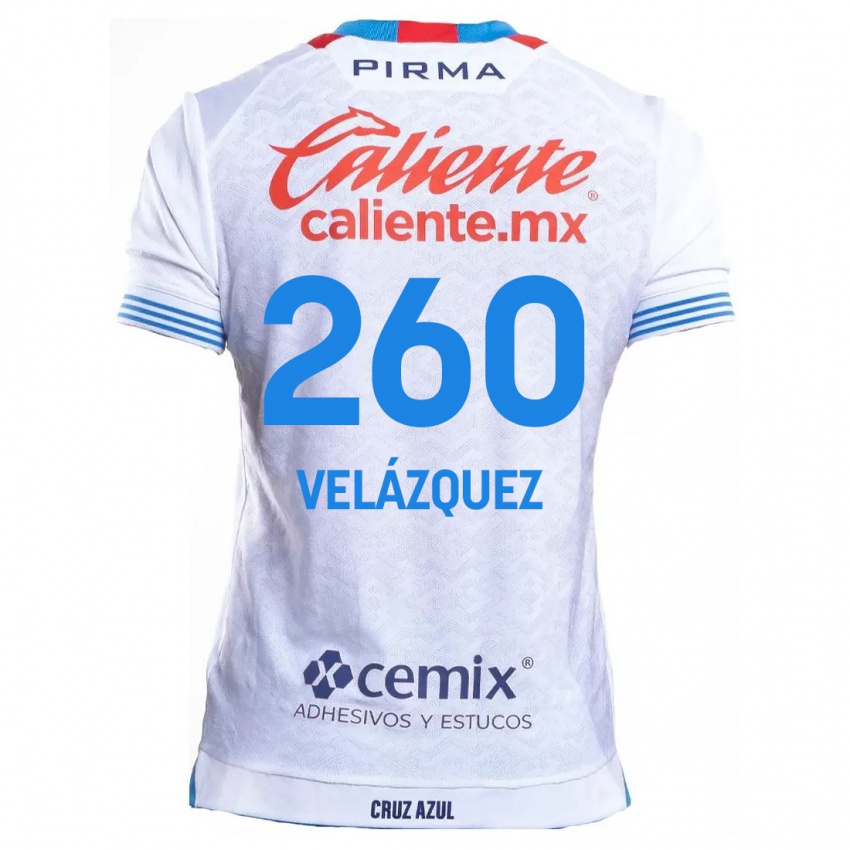 Børn Víctor Velázquez #260 Hvid Blå Udebane Spillertrøjer 2024/25 Trøje T-Shirt