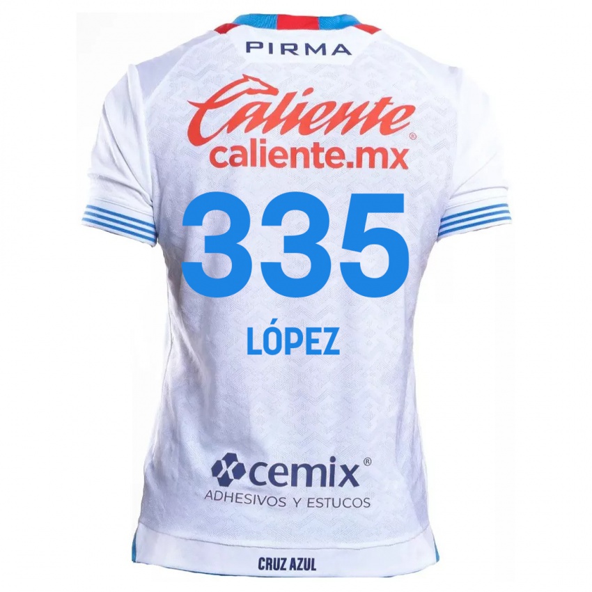 Børn Alfredo López #335 Hvid Blå Udebane Spillertrøjer 2024/25 Trøje T-Shirt