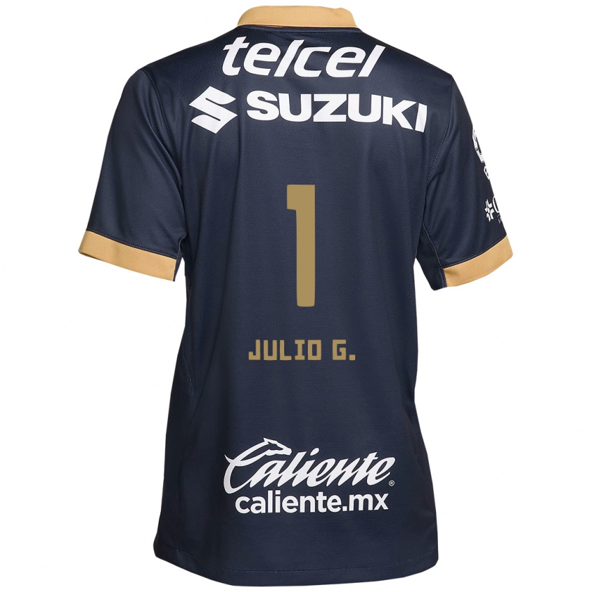 Børn Julio González #1 Obsidian Guld Hvid Udebane Spillertrøjer 2024/25 Trøje T-Shirt