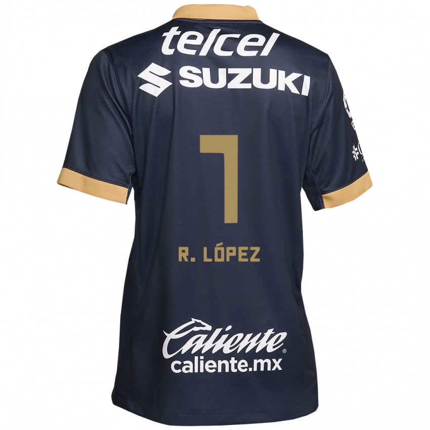 Børn Rodrigo López #7 Obsidian Guld Hvid Udebane Spillertrøjer 2024/25 Trøje T-Shirt