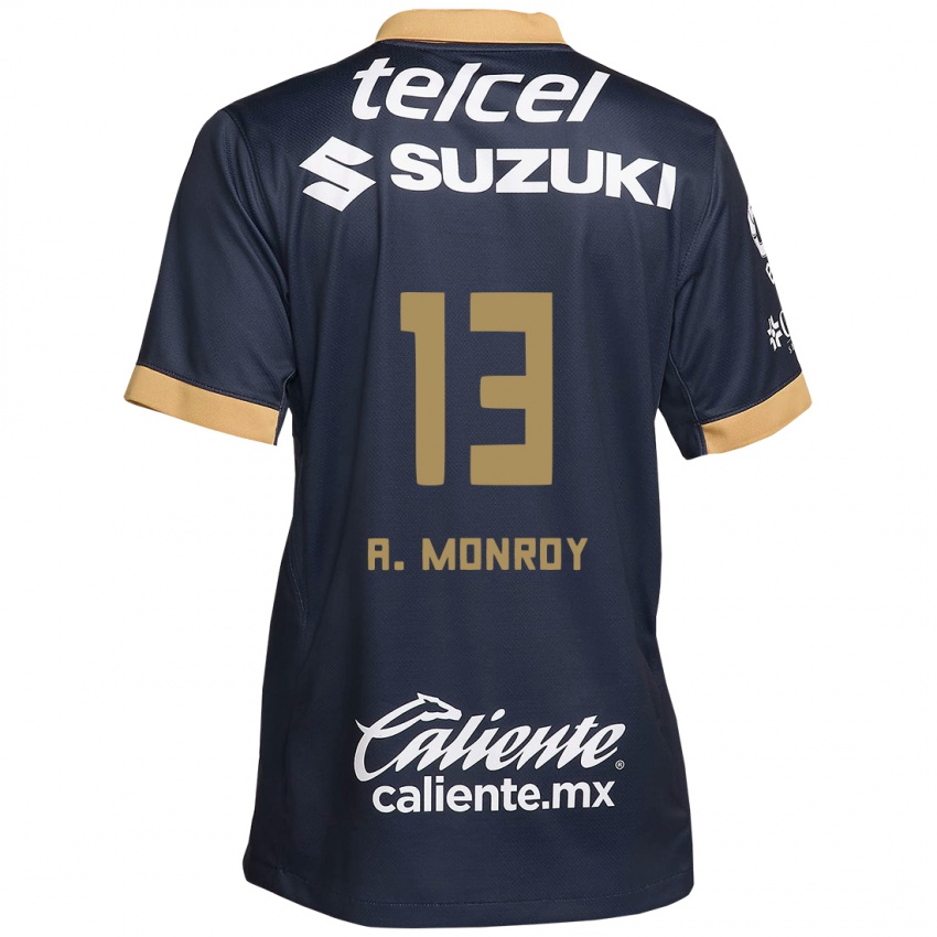 Børn Pablo Monroy #13 Obsidian Guld Hvid Udebane Spillertrøjer 2024/25 Trøje T-Shirt