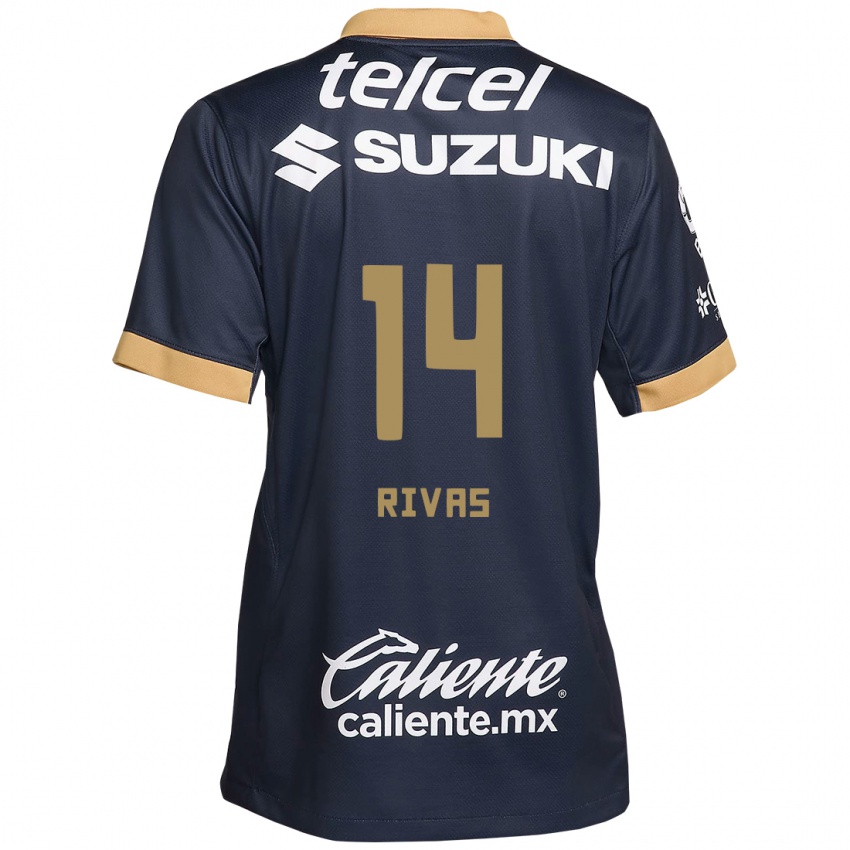 Børn Jesús Rivas #14 Obsidian Guld Hvid Udebane Spillertrøjer 2024/25 Trøje T-Shirt